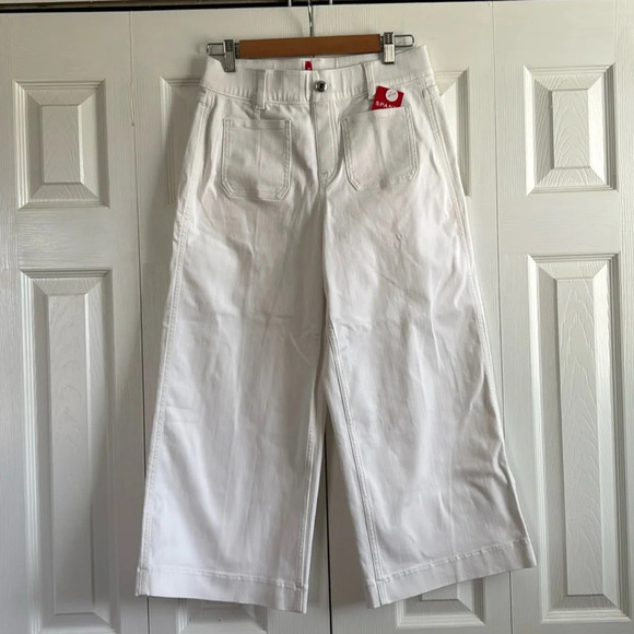 SPANX | Cropped Wide Leg Pants | Size MP | Stretch Pull On Shaping Bone White - Picture 1 of 6